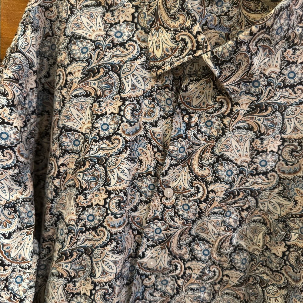 Alan Flusser Black and Cream Paisley Men's Shirt - Picture 3 of 3